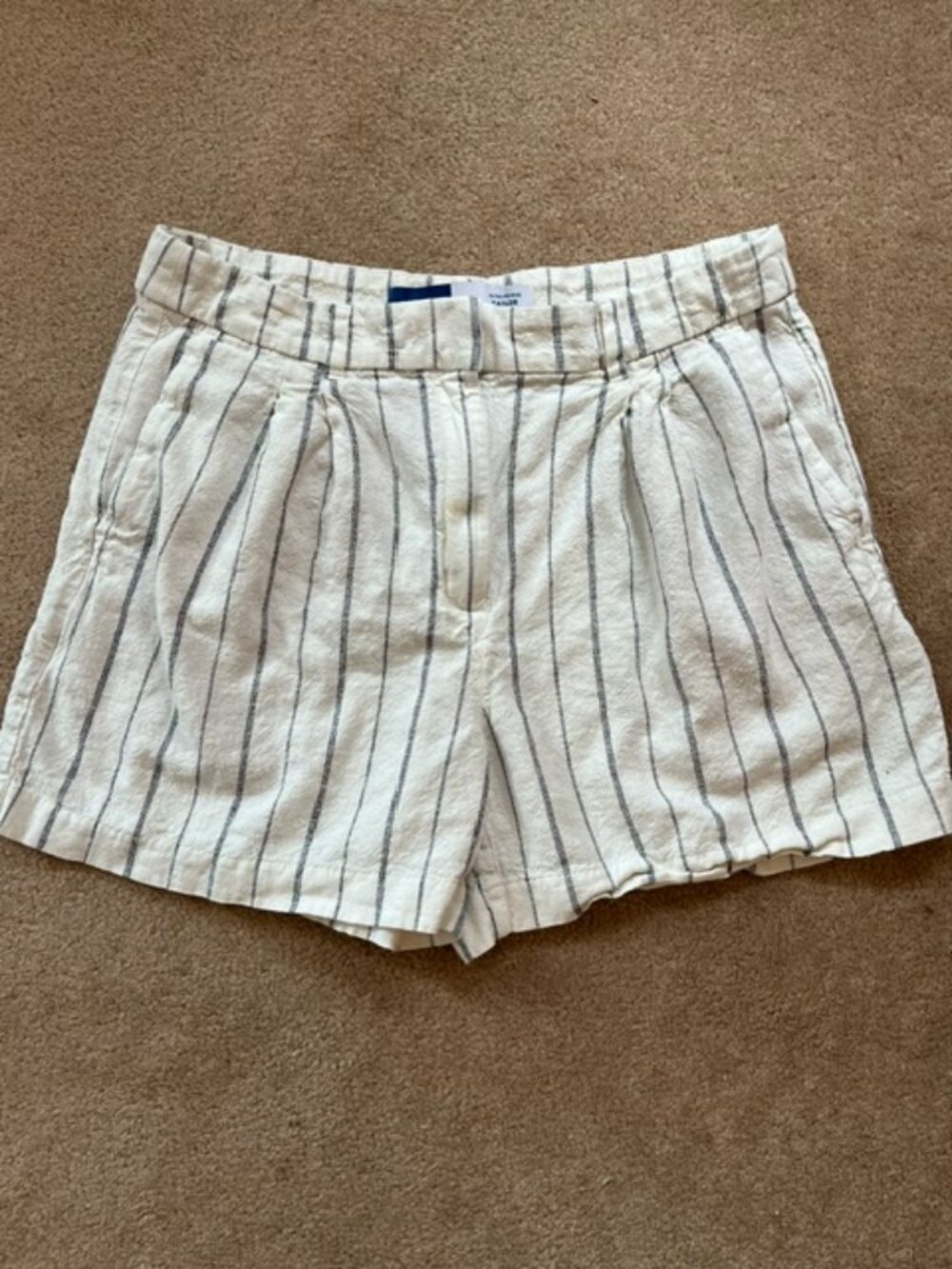 Old Navy Women's White Striped Linen Blend Shorts Size M Beachy Coastal Summer